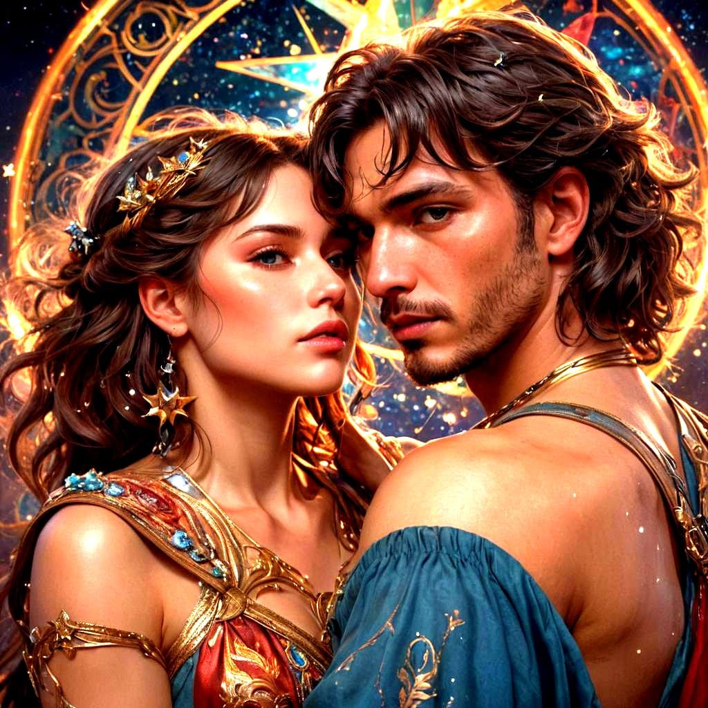 Twin Flames Portrait in Digital Art Style