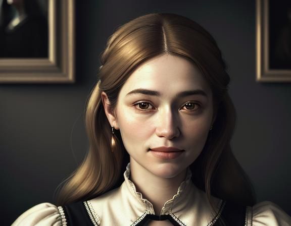 Enigmatic Woman Portrait in Vermeer Style