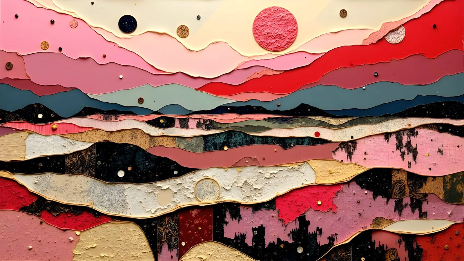 Abstract Landscape with Textured Layers and Mixed Media