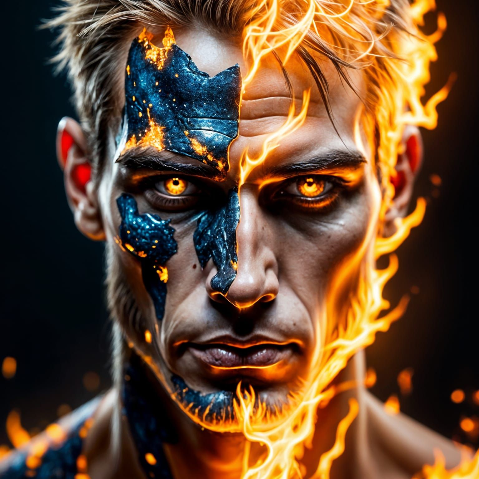 Fiery Skull and Cosmic Calmness Portrait