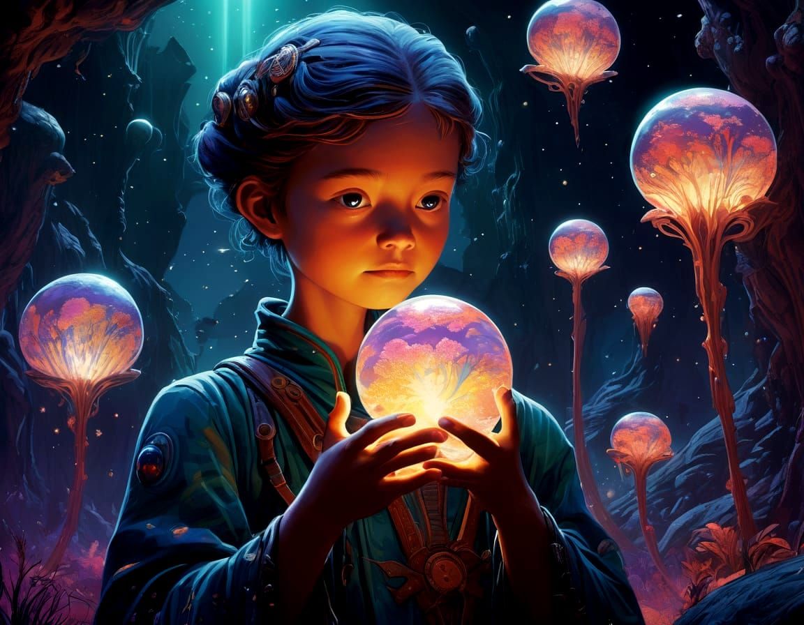 Luminous Crystalline Flora on Alien Planet