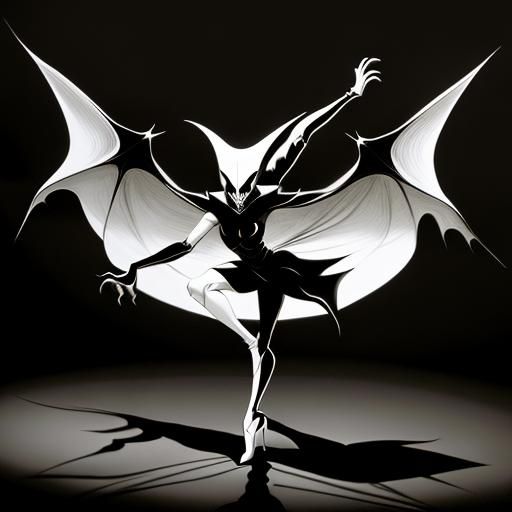 Surreal Shadow Vampire Silhouette in Abstract Line Art