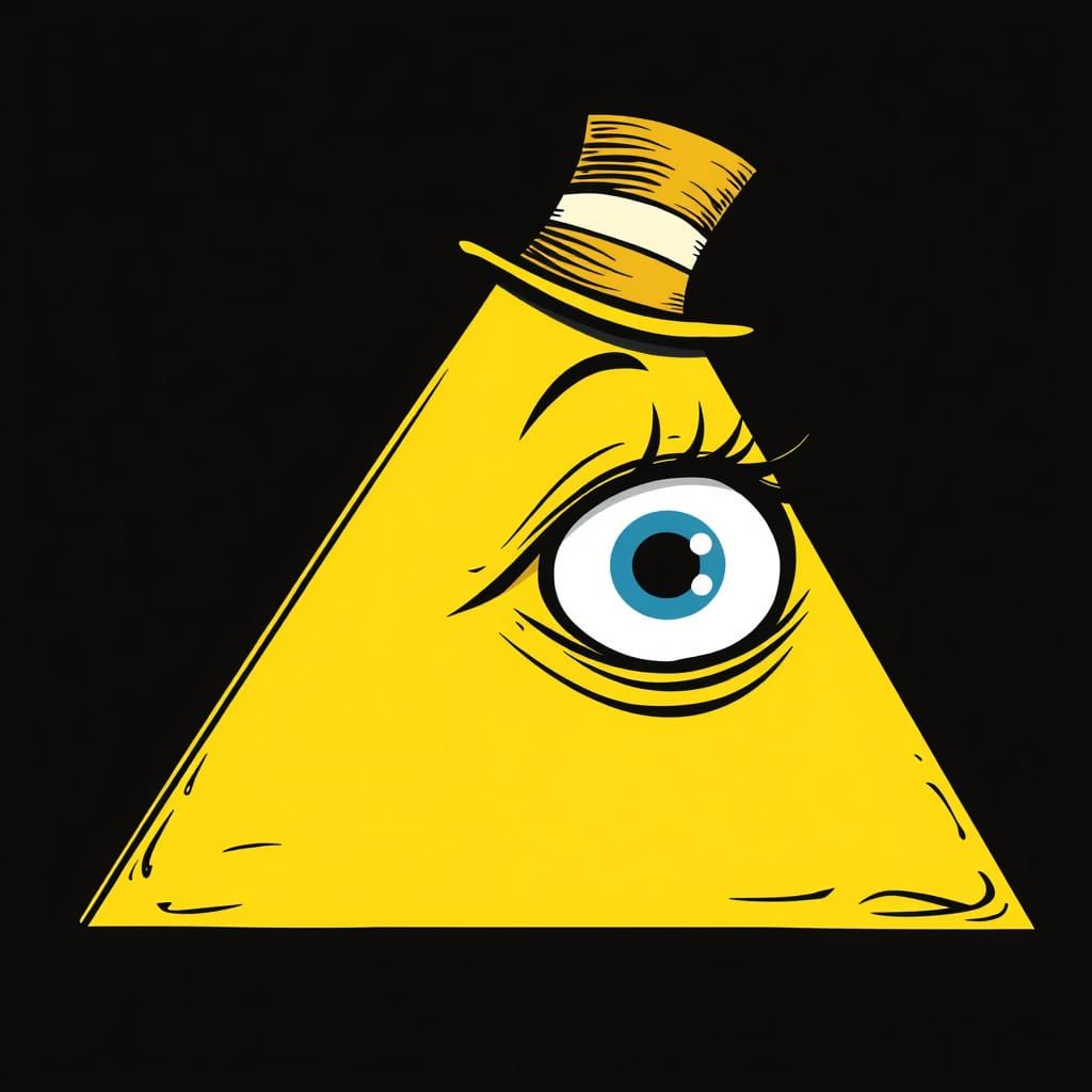 Cartoon Triangle Character with Top Hat