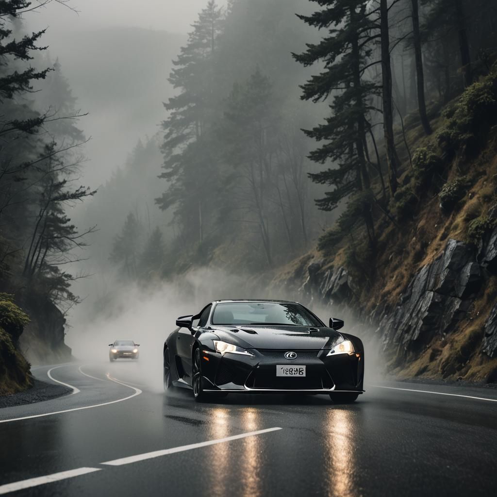 Sleek Lexus LFA on Misty Mountain Road