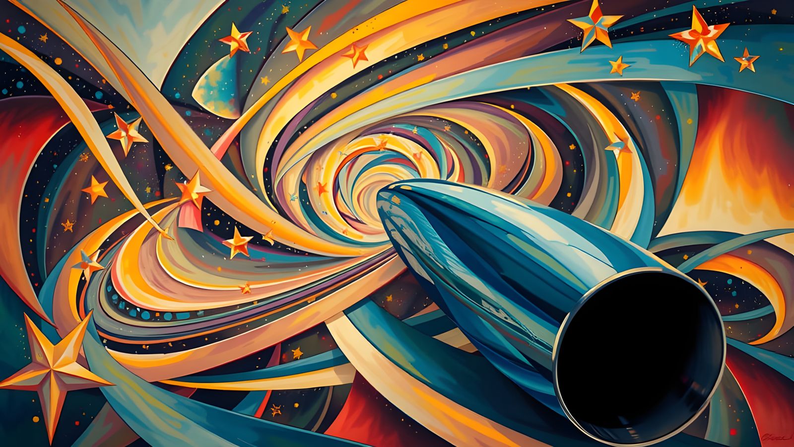 Celestial Odyssey in Vibrant Oil Painting