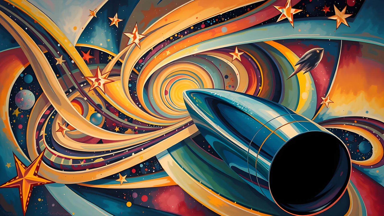 Vibrant Cosmic Odyssey in Antipasto Oil Painting Style