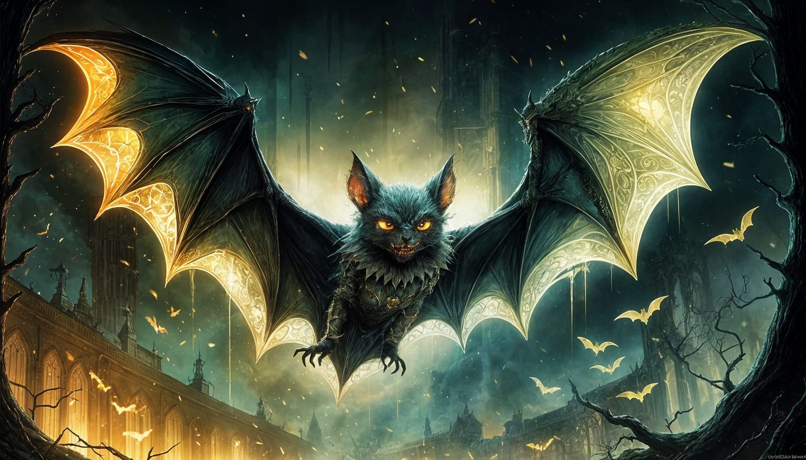 Bat and Fairy Battle Undead in Steampunk Style