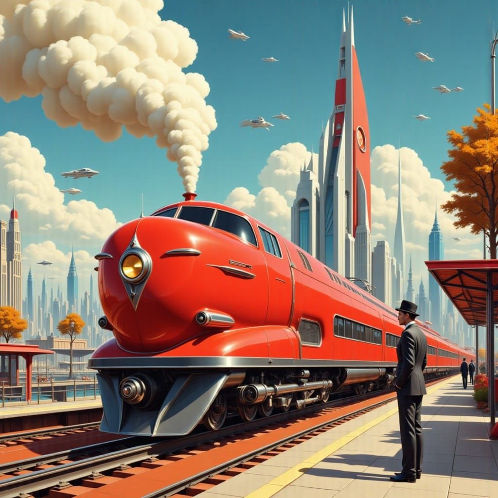 Retro Vintage 1930s Cityscape.