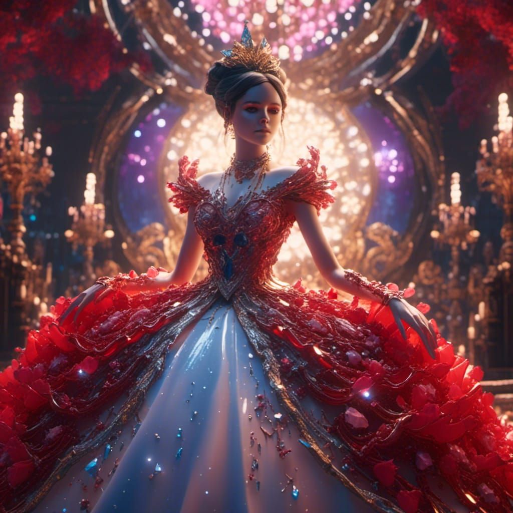 Princess in Ballgown with Sapphire Ruby Jewelry