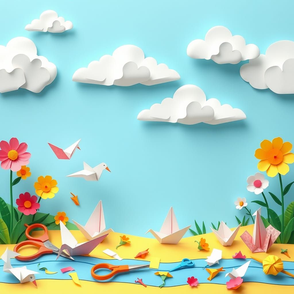 Whimsical Origami Wonderland in Vibrant Summer Colors