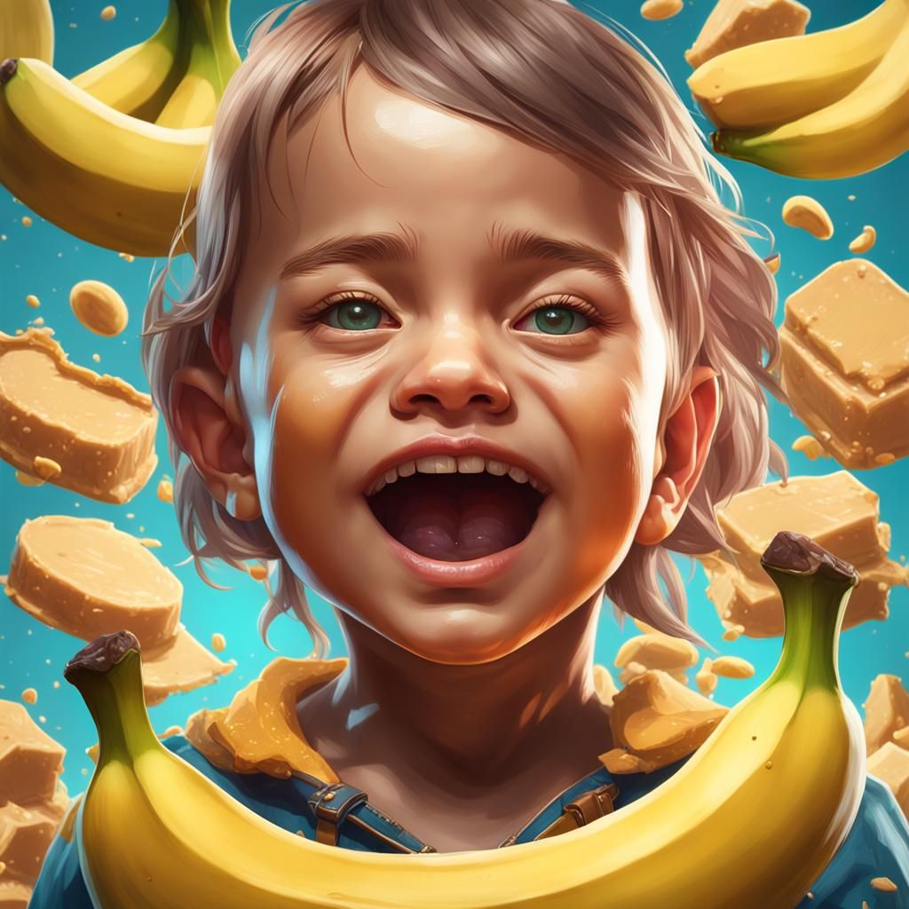 Peanut Butter Banana Baby Portrait: Artgerm, Rutkowski Style