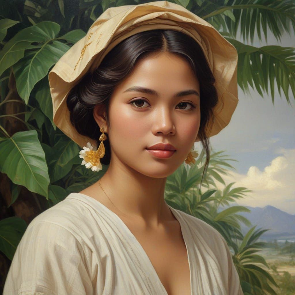 Filipina Kapampangan Woman Portrait in Amorsolo Style