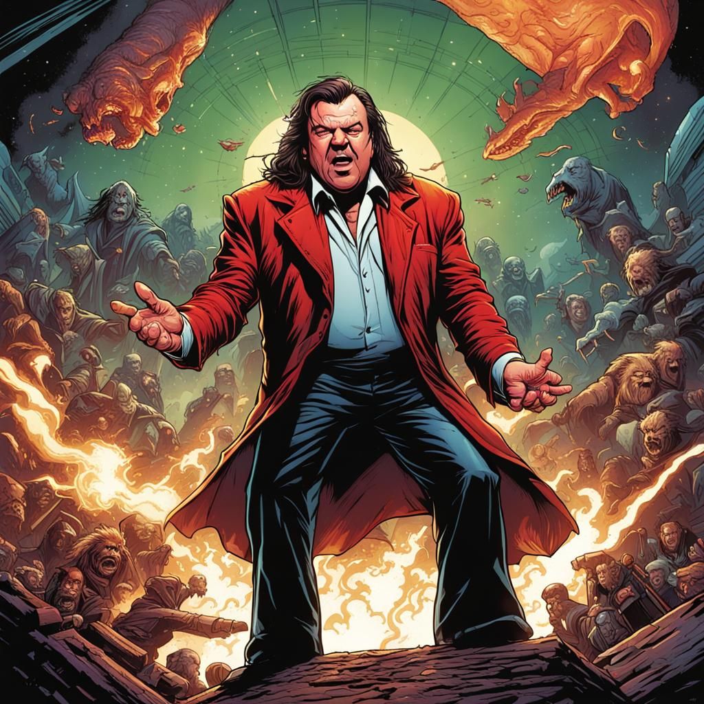 Meatloaf Singer in Comic Book Art Style