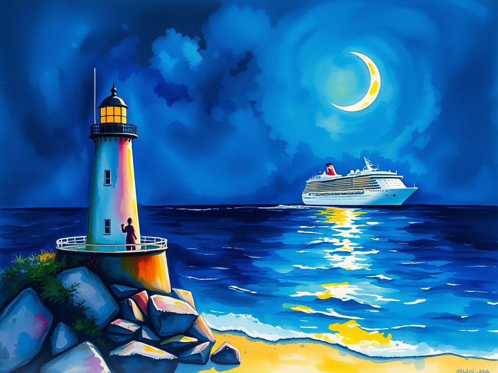 Summer Seascape: A Maximalist Watercolor Painting