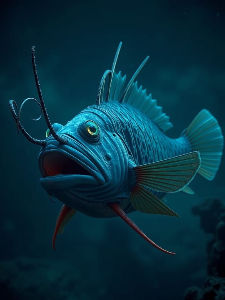 An accurate deep-sea anglerfish WITH A BIOLUMINESCENT LURE bioluminescent lure bioluminescent lure bioluminescent lure b...