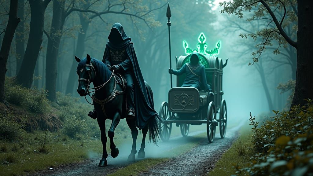 Grim Reaper Rides Through Magical Forest