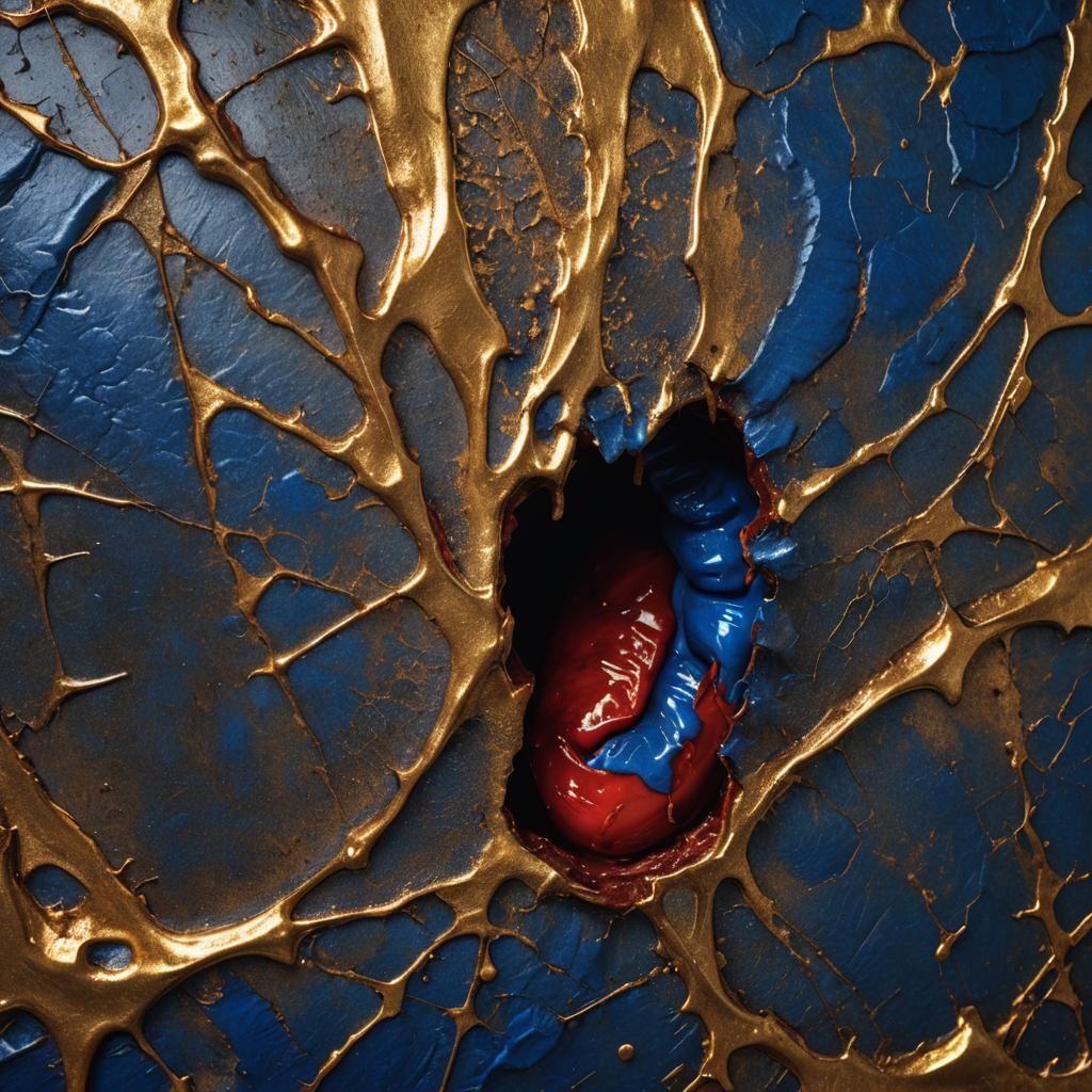 Macro Photo of a Glowing Wound in Yves Klein Blue