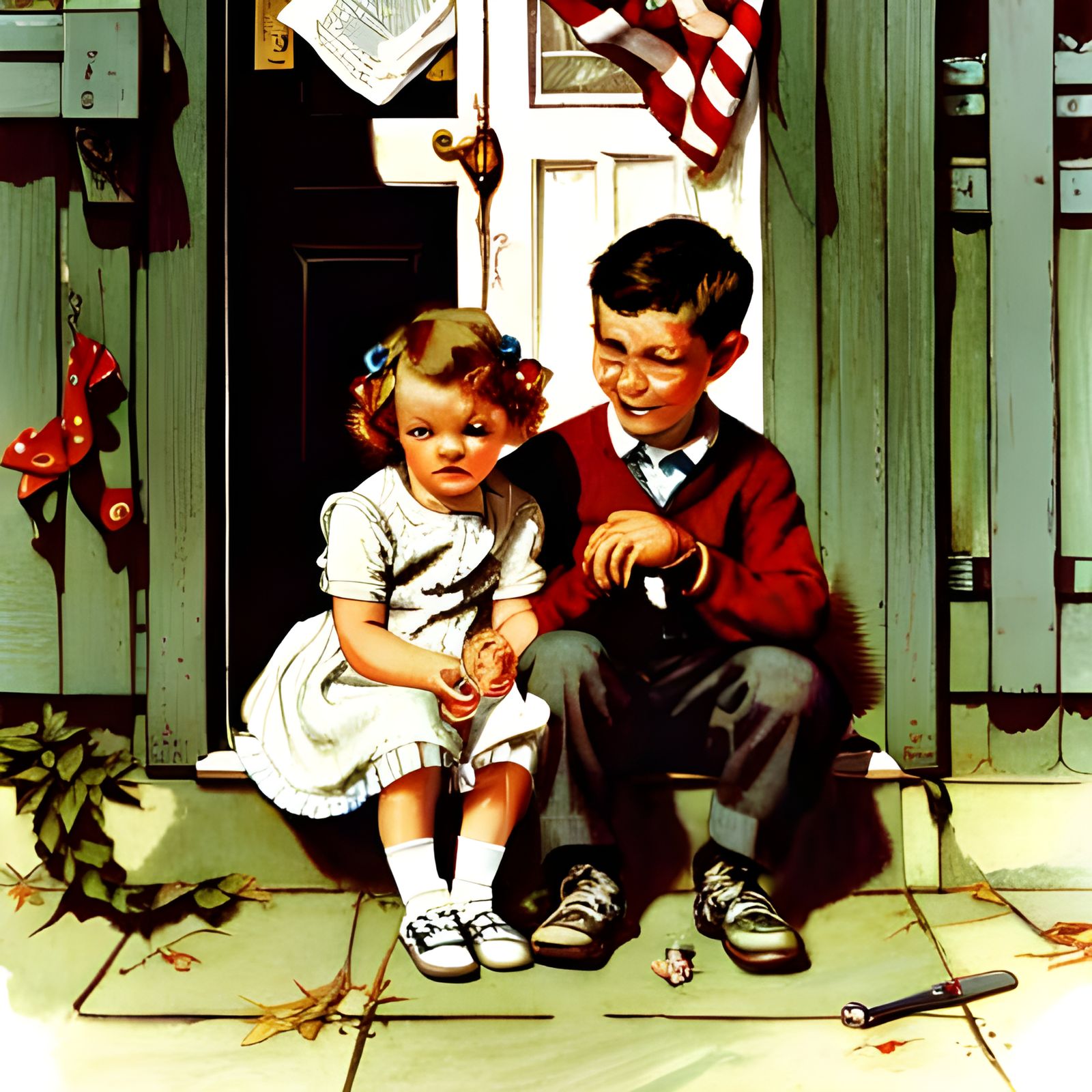 Adorable Scene in Norman Rockwell Style