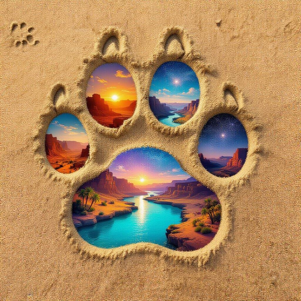 Surreal Paw Print Reveals Miniature Landscapes