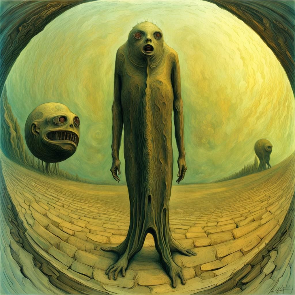 Surreal Humanoid Figure in Dark Surrealism Style