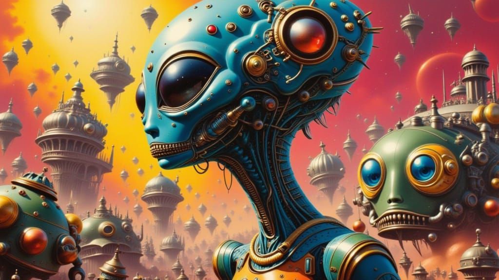 Alien Invasion Splash Art Concept Painting