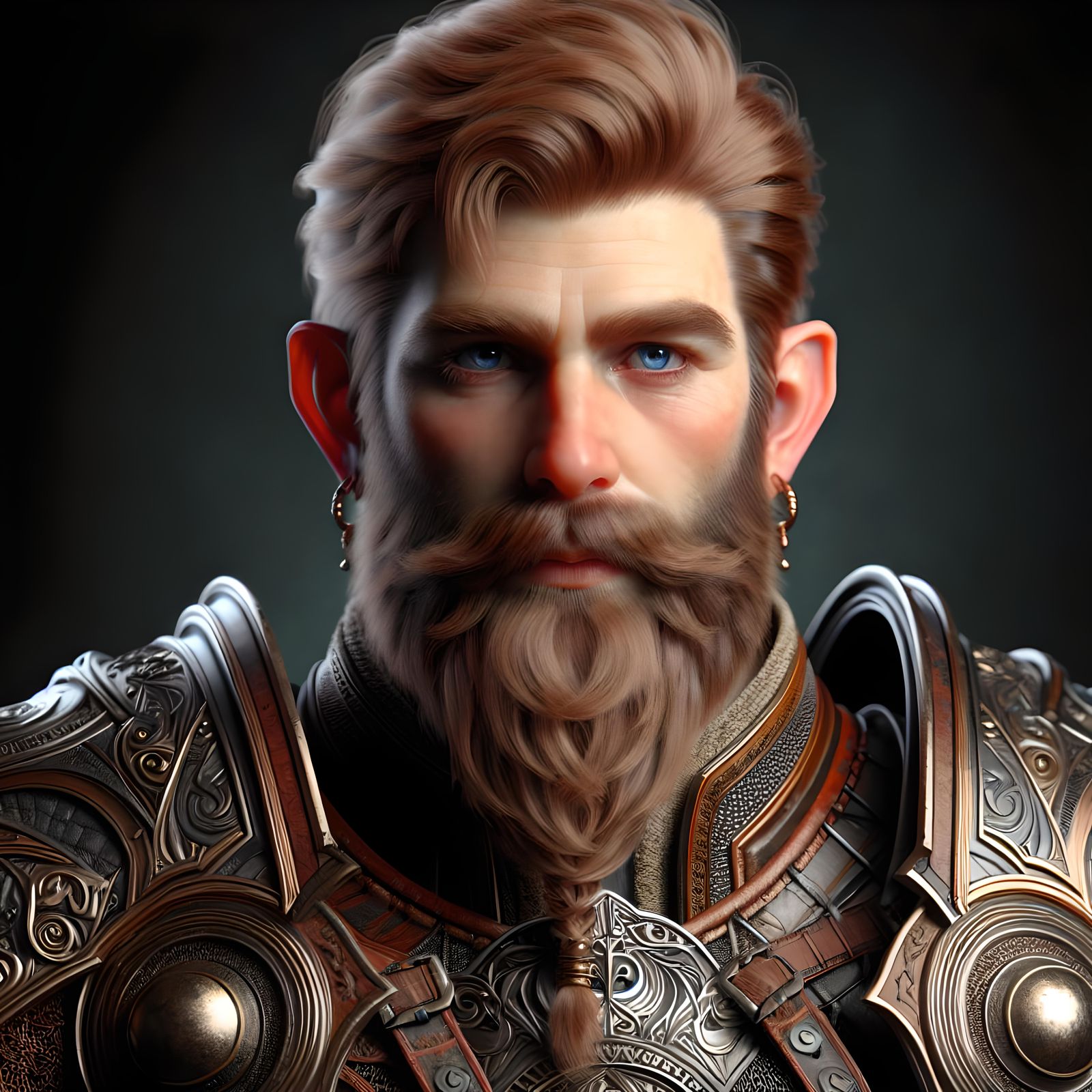 Detailed Portrait of Armored Dwarf Warrior