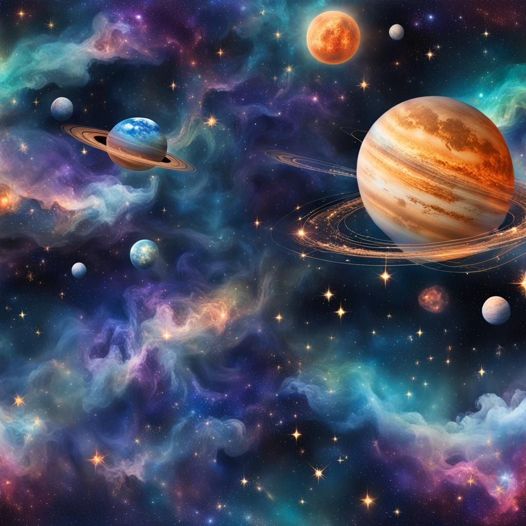 Celestial Nebula with Stars in Detailed Matte Painting