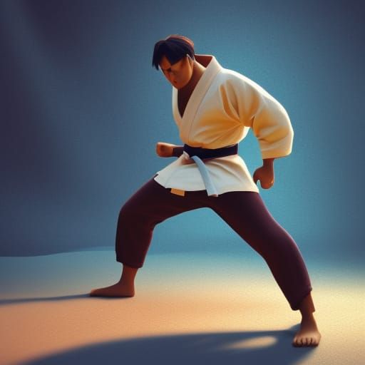 Daniel San Painting Fence: Pixar-Style 3D Render