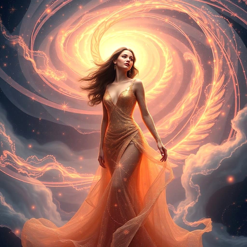 Galactic Flower Design in Oil Paint Style