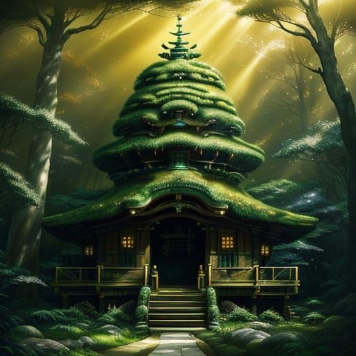 Mossy Automaton in Sunlit Forest Clearing