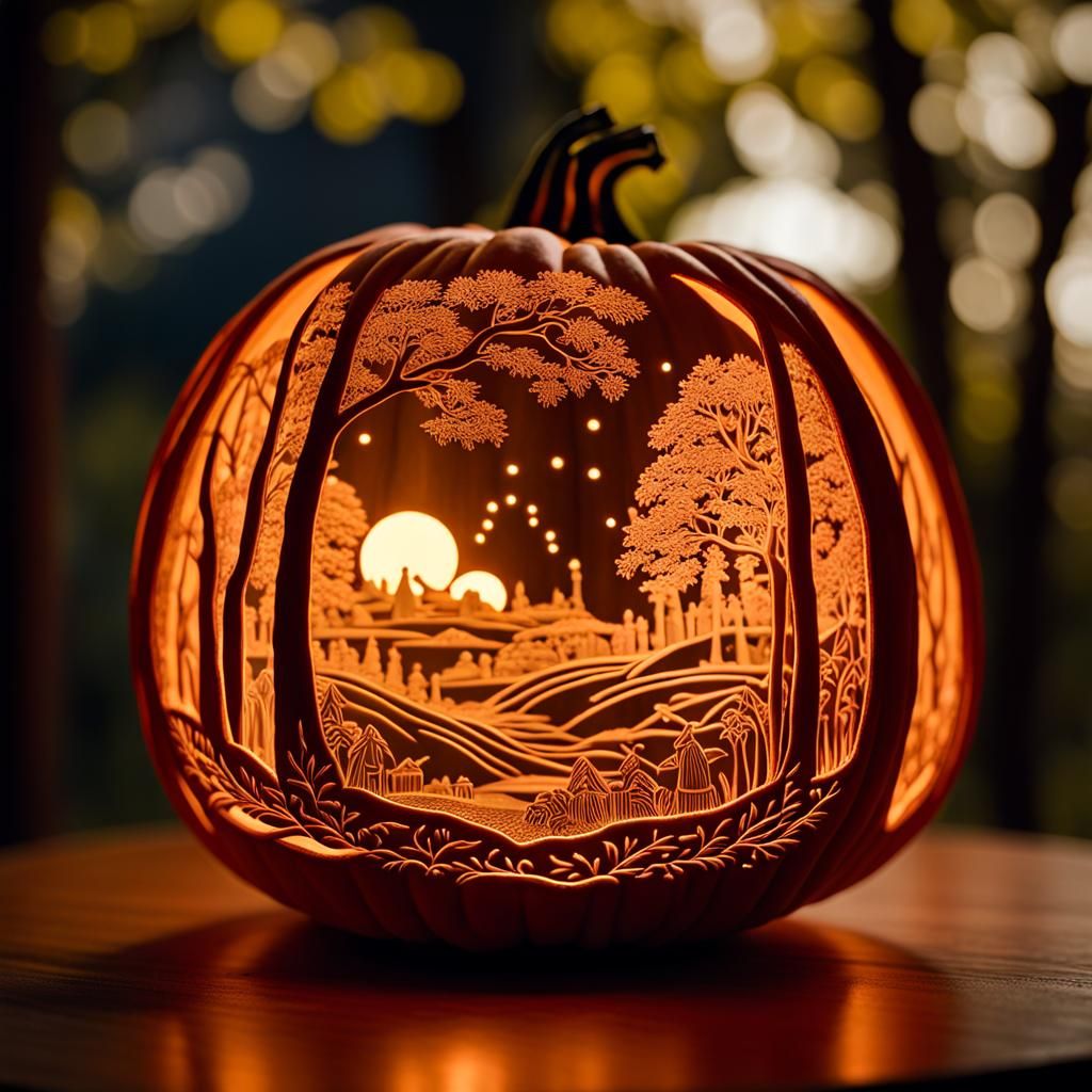 Whimsical Carved Pumpkins with Magical Glow