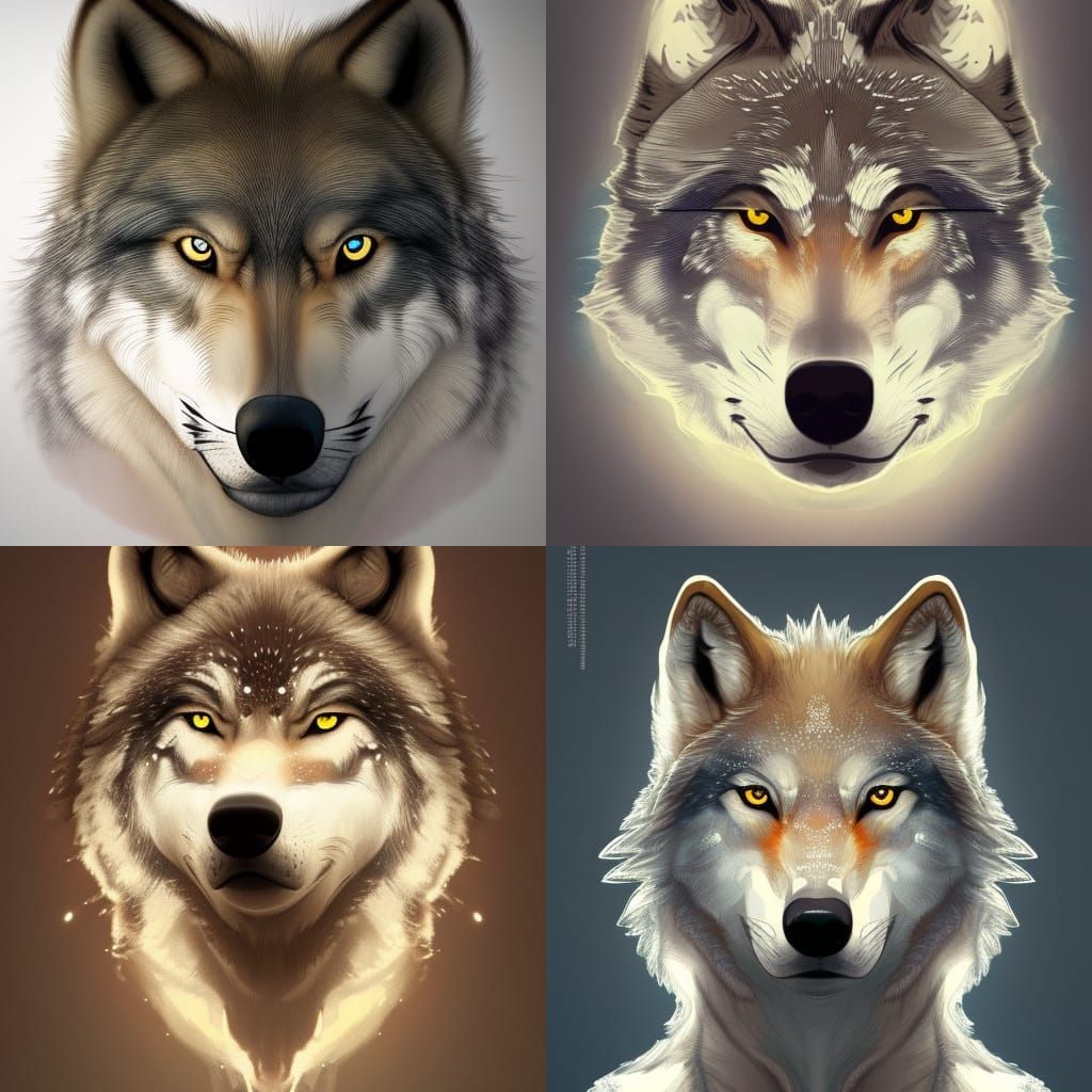 Hyperdetailed Hybrid Wolf Portrait in Art Nouveau Style