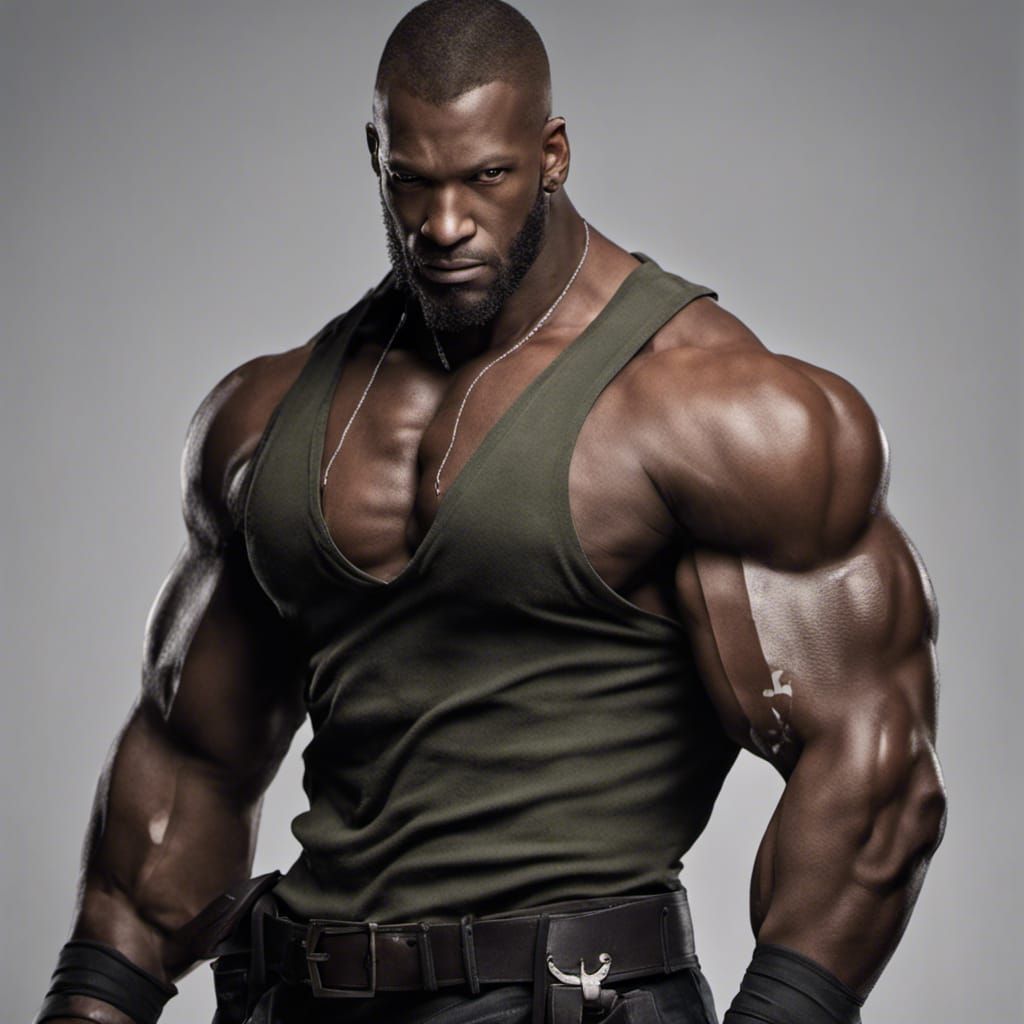 Glamour Portrait of Muscular Man with Buzz Cut