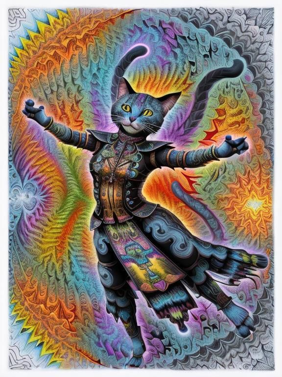 Cat Shaman's Ecstatic Dance in Fractal Space