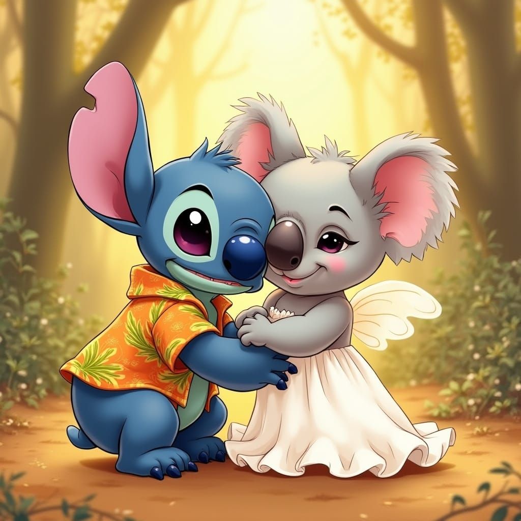 Cute Koalas Cuddled in Sunny Eucalyptus Forest