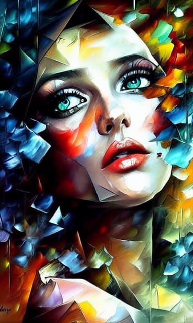 Bewitchingly Beautiful Woman in Surreal Low Poly Art