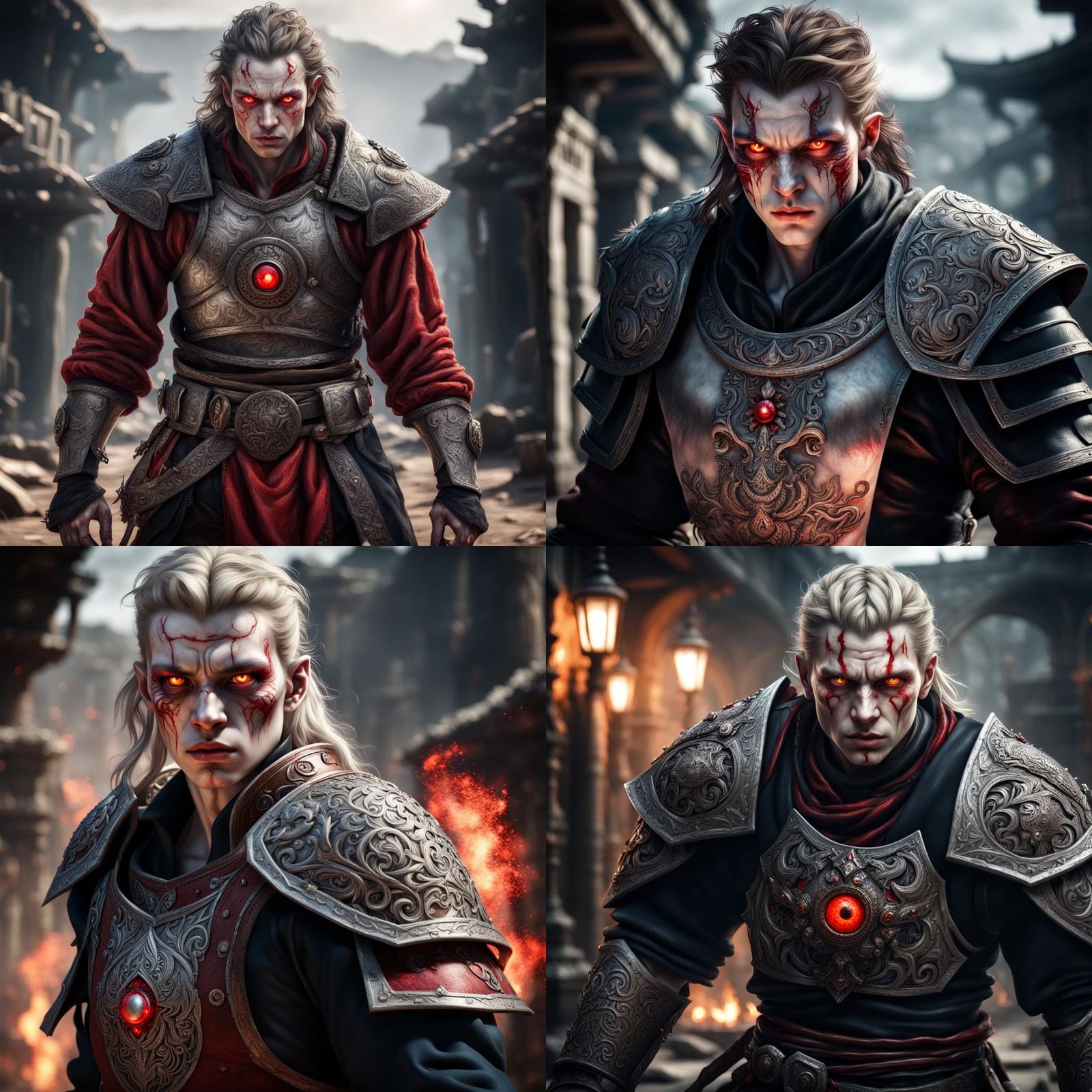 Hyperrealistic Fantasy Brawler with Red Eyes