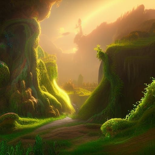Portal to Green Lands: Detailed Matte Painting