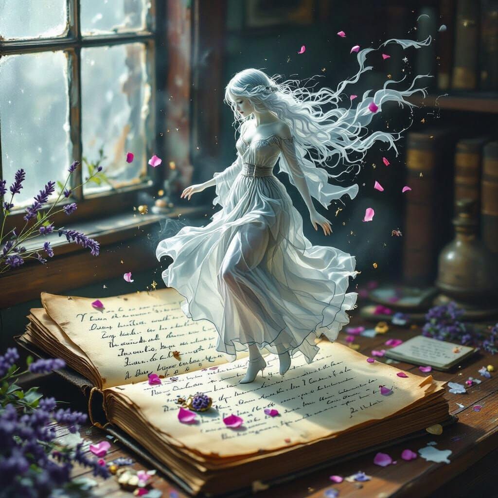 Ethereal Spirit Emerges from Diary in Graffiti Art