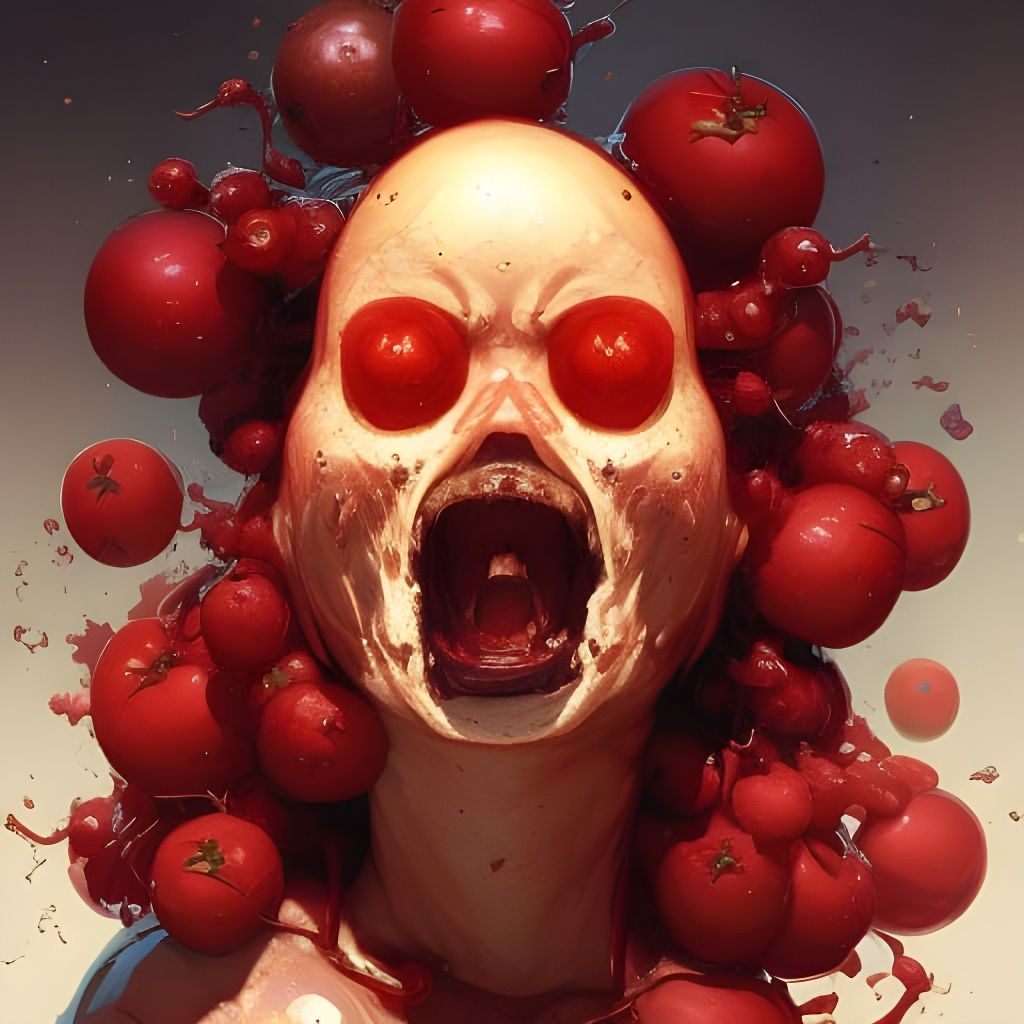 Hyperdetailed Portrait of Killer Tomatoes, Trending Art