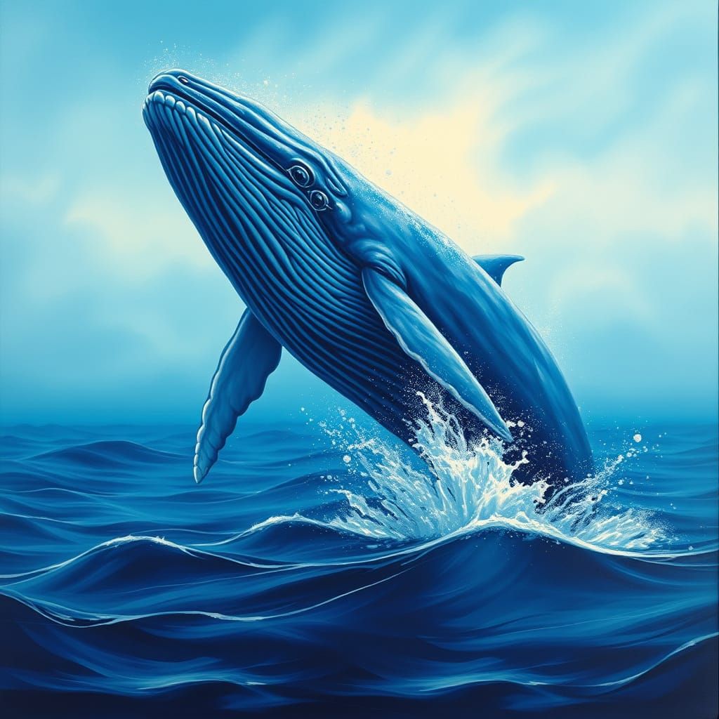 Blue Whale Breaching: A Digital Masterpiece
