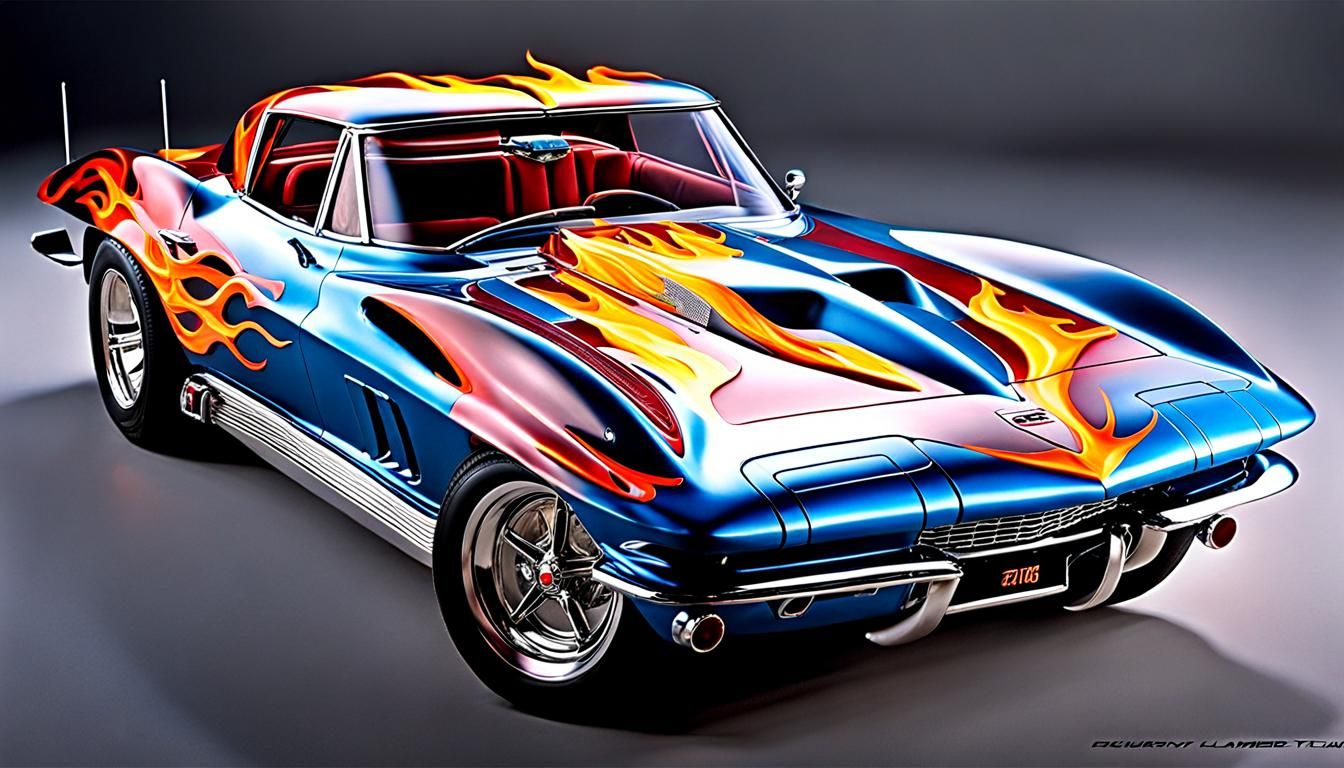 Hyperrealistic Mako Shark Corvette with Flames