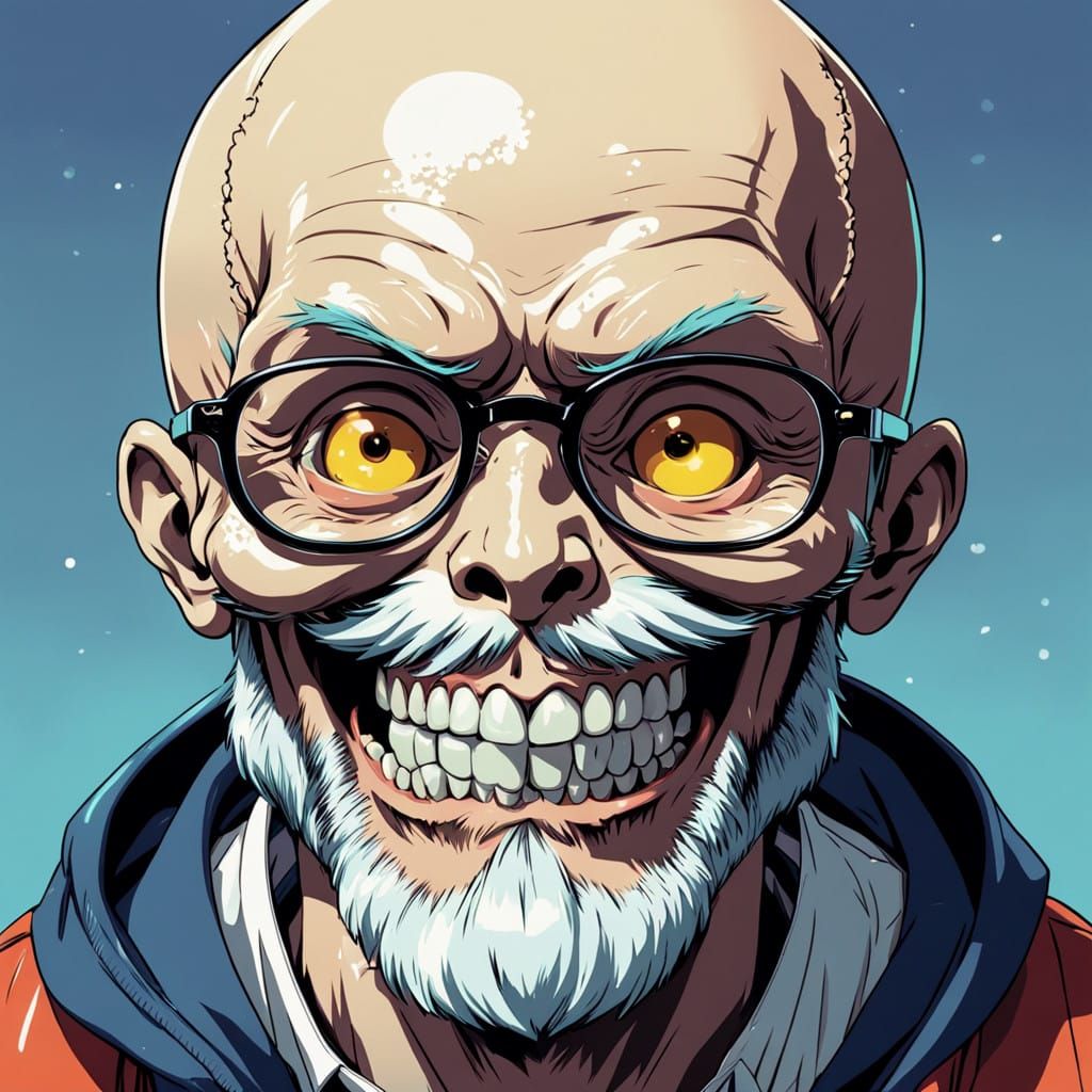 Weathered Skull Anime Character Logo in Cyberpunk Aesthetic