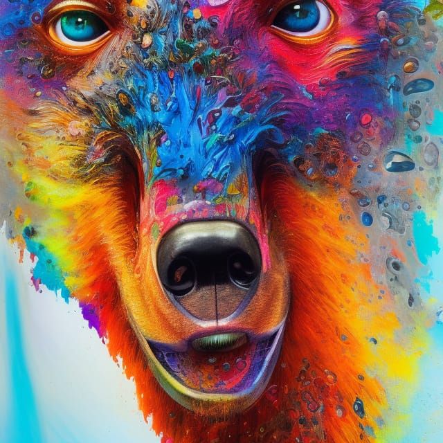 Colorful Graffiti Bear Head: Polychromatic Splash Art