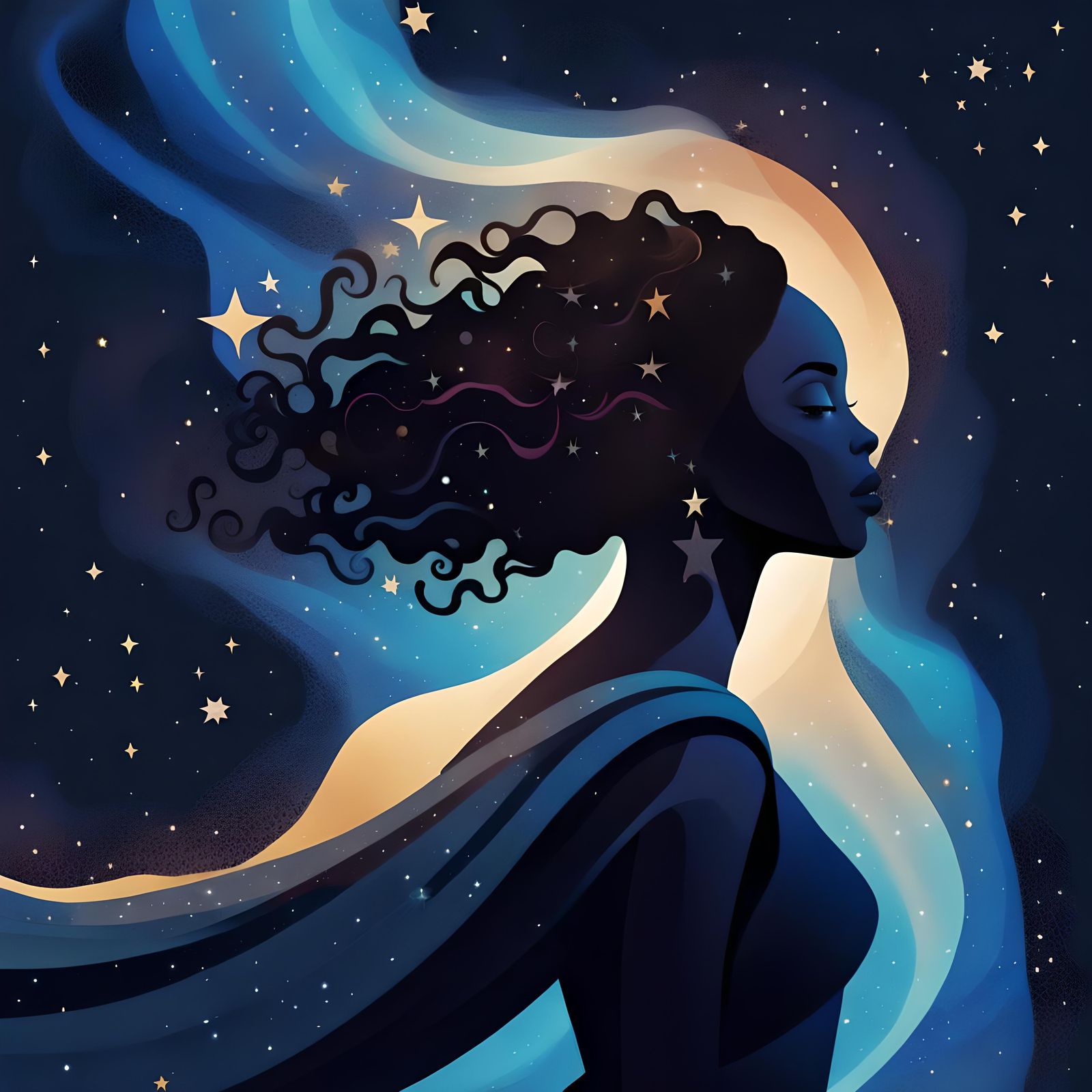 Cosmic female silhouette