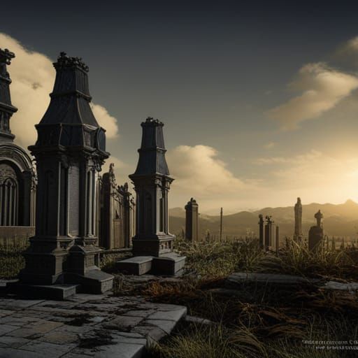 Fantastical Cemetery Matte Painting in Deep Color