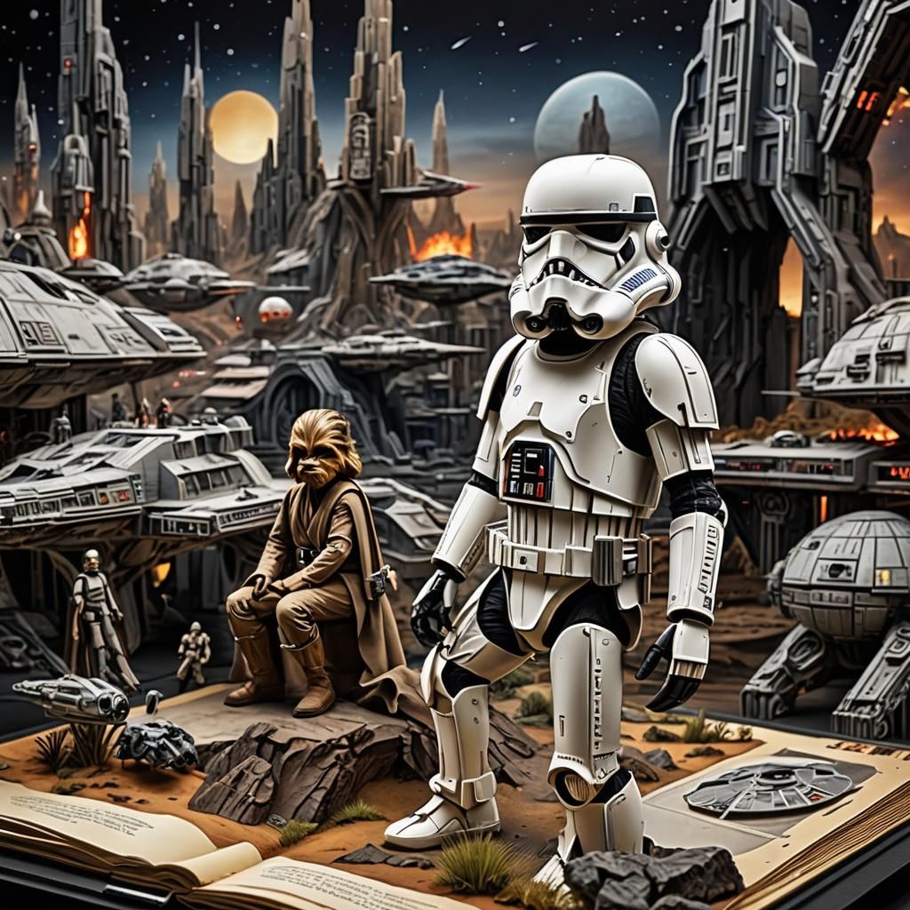 Hyperrealistic Star Wars Pop-Up Book in HDR