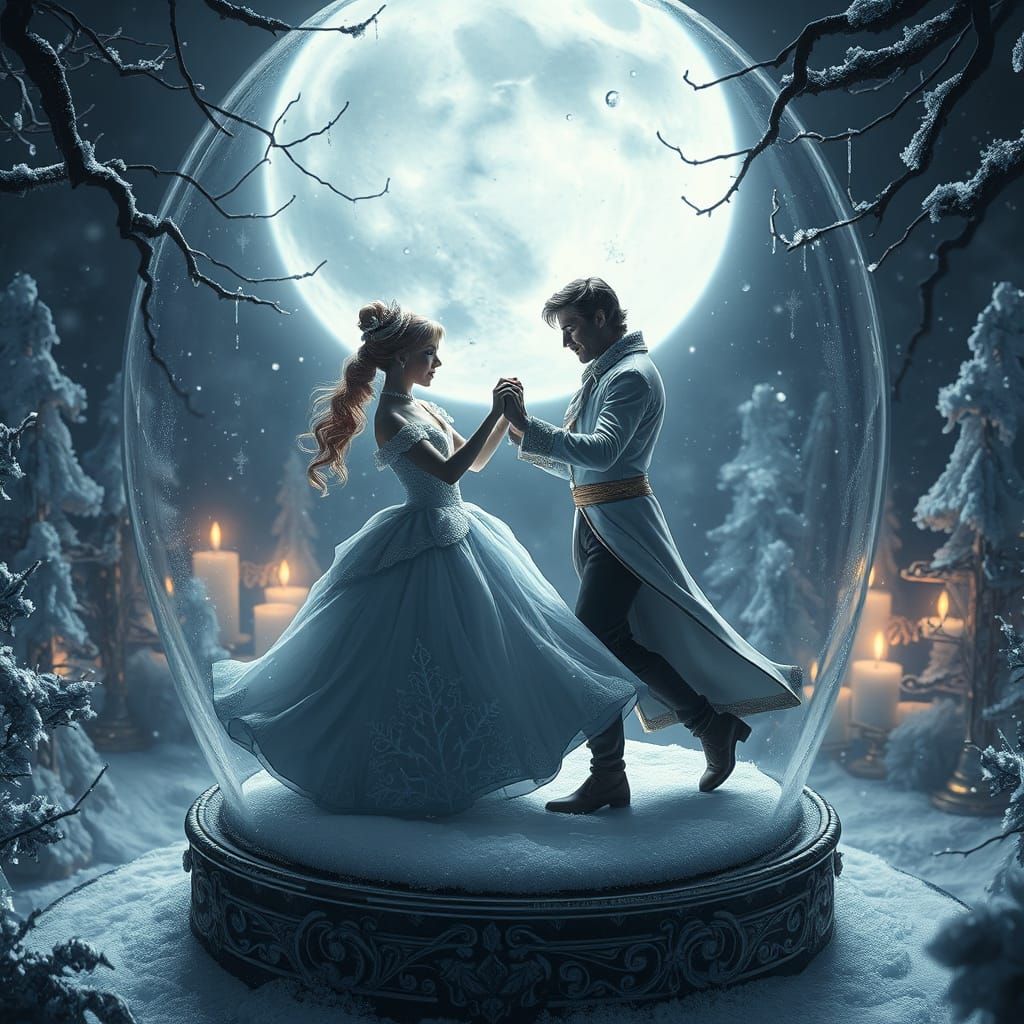 Whimsical Dark Fantasy Winter Wonderland Scene