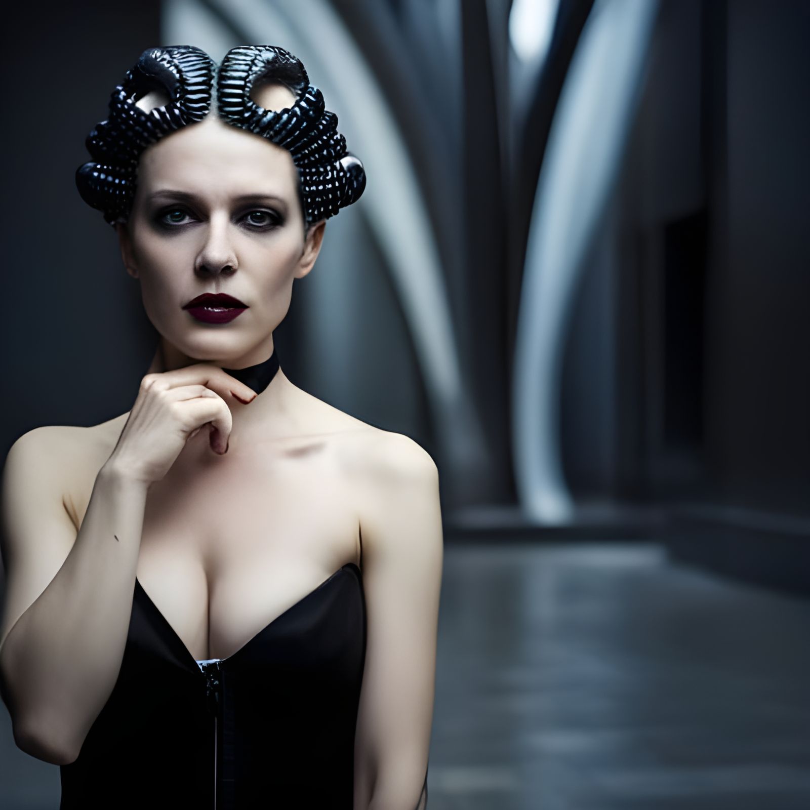 Businesswoman in H.R. Giger Biomechanical Style