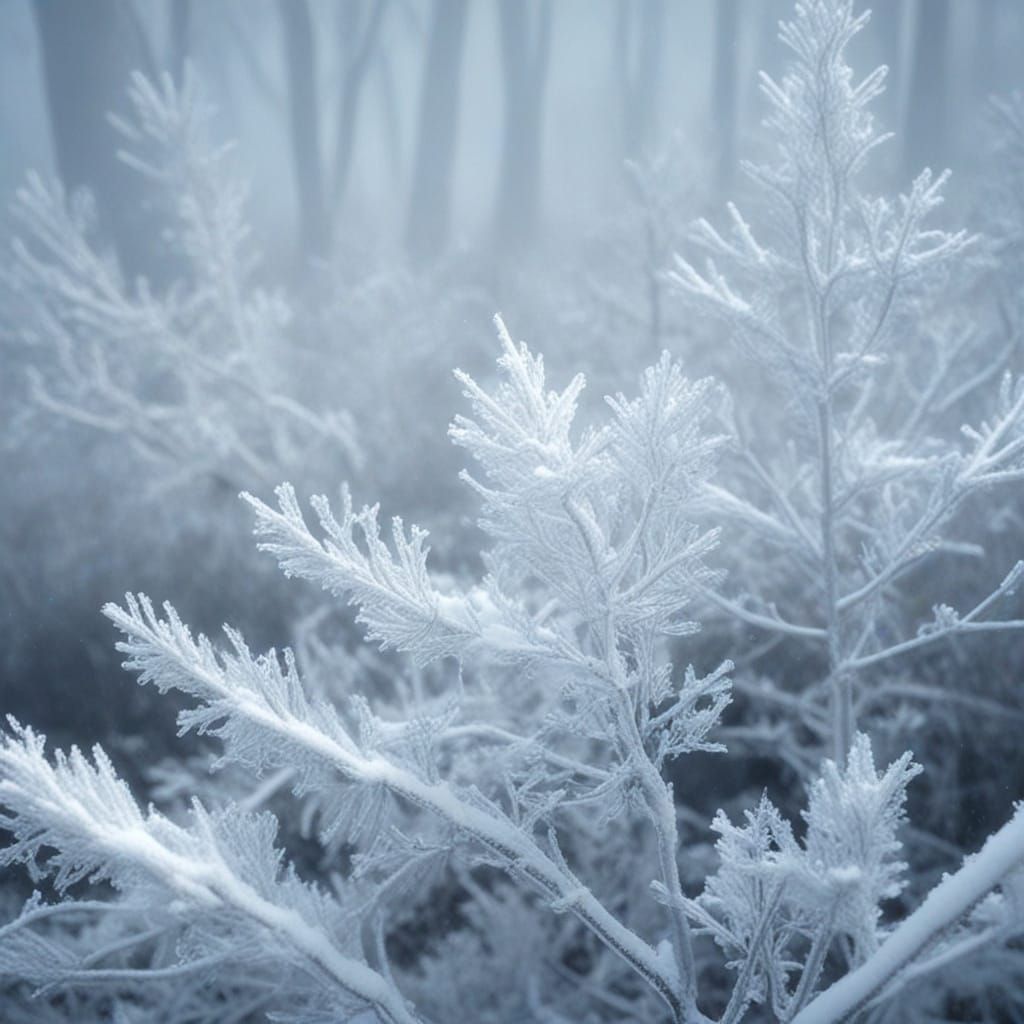 Ethereal Winter Wonderland in Vibrant Icy Blues and Whites